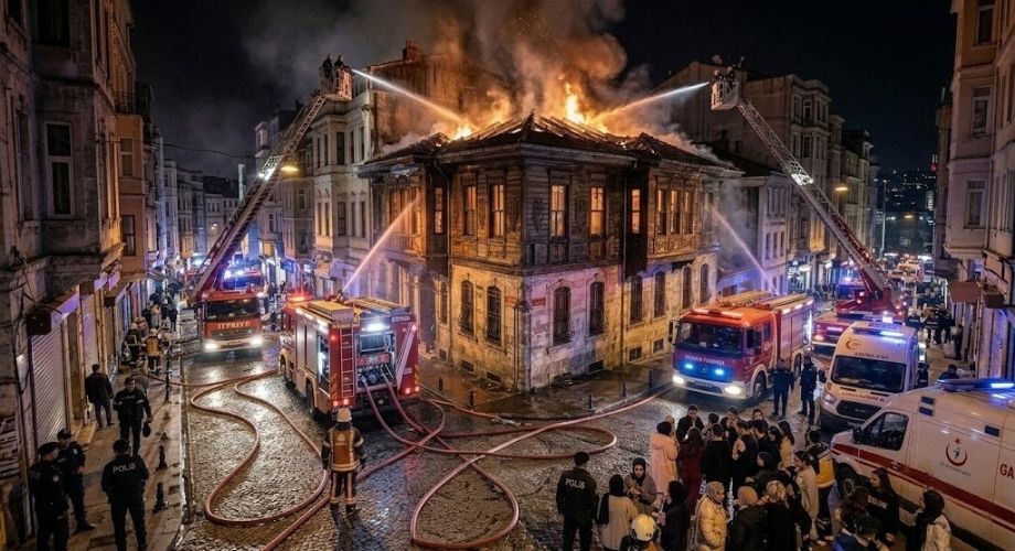 İstanbul, Beyoğlu’nda Tarihi Bölgede Korkutan Çatı Yangını