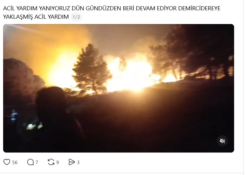 SON DAKİKA İZMİR YANGIN HABERLERİ İZMİR DEMİRCİDERE'DEN ACİL ÇAĞRI: YANGIN YERLEŞİM YERLERİNE YAKLAŞTI!
