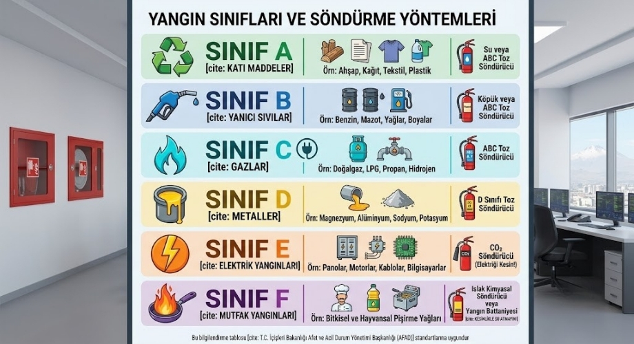 Yangın Sınıfları Nelerdir? (A, B, C, D, E, F Sınıfı Yangınların Farkları)