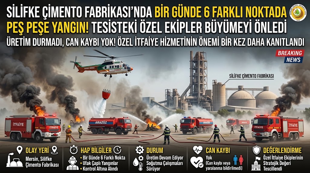Silifke'deki Çimento Fabrikasında Peş Peşe Yangınlar