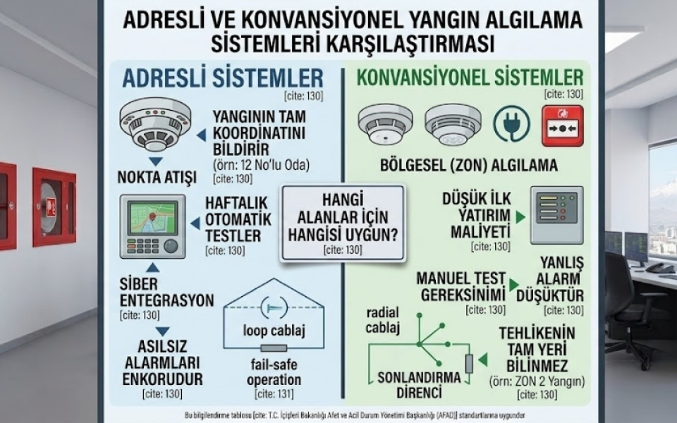 Adresli Yangın Algılama Sistemleri ile Konvansiyonel Sistemler Arasındaki Farklar