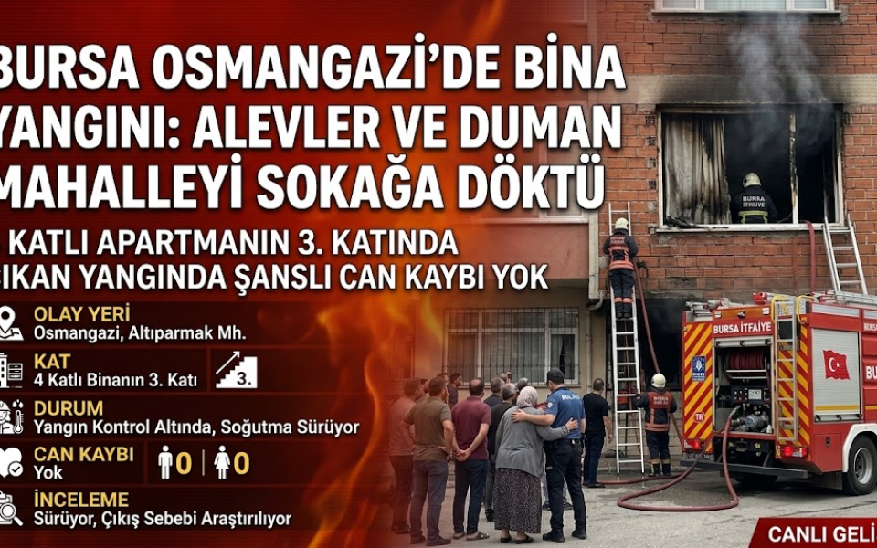 Bursa Osmangazi'de 4 Katlı Binada Yangın