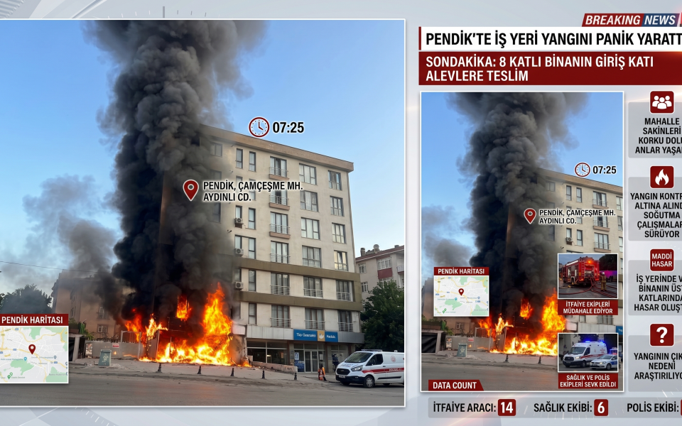 Pendik’te 8 Katlı Binanın Altındaki İş Yerinde Yangın