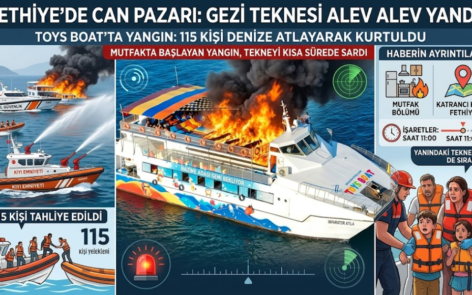Fethiye Açıklarında Hareketli Saatler: Gezi Teknesinde Çıkan Yangında 115 Kişi Kurtarıldı