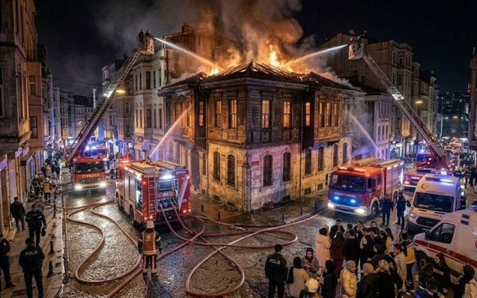 İstanbul, Beyoğlu’nda Tarihi Bölgede Korkutan Çatı Yangını