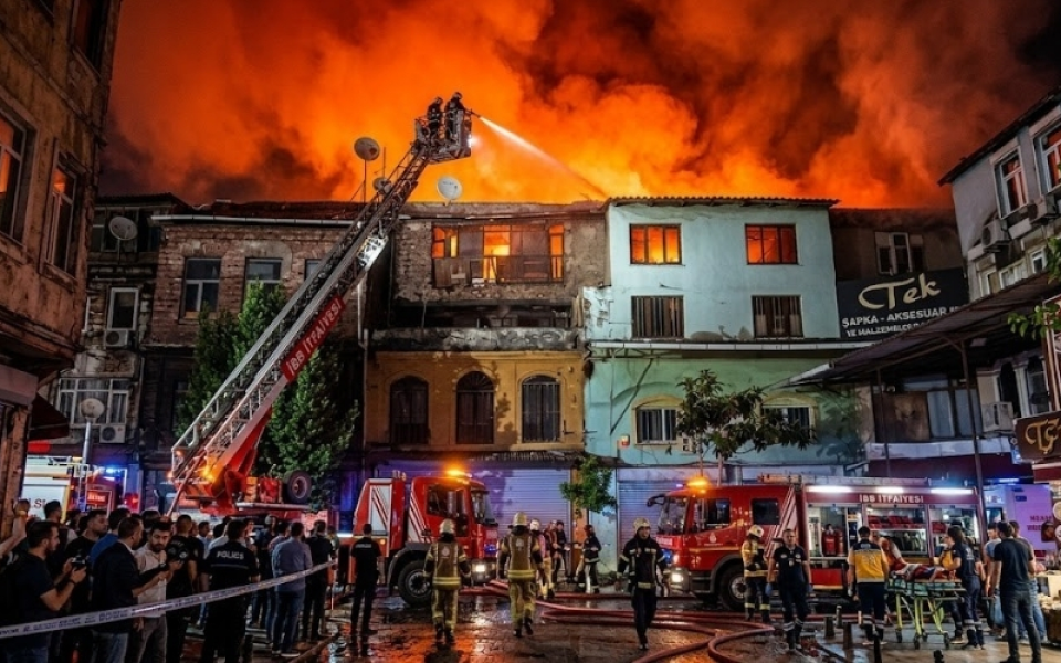 İstanbul Fatih'te Eski Han da Yangın Çıktı