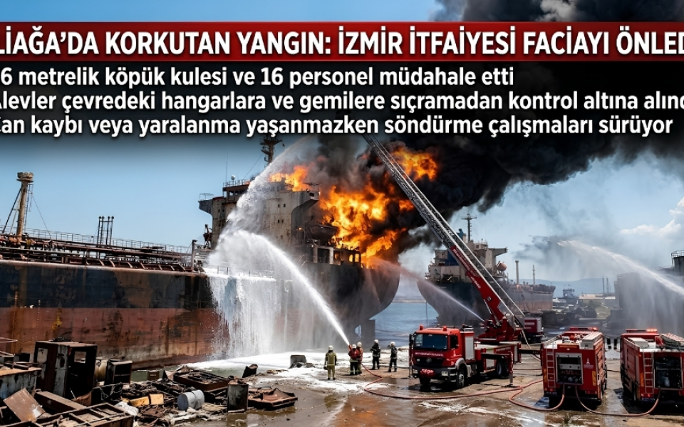 İzmir Aliağa’da Yakıt Tankerinde Korkutan Yangın