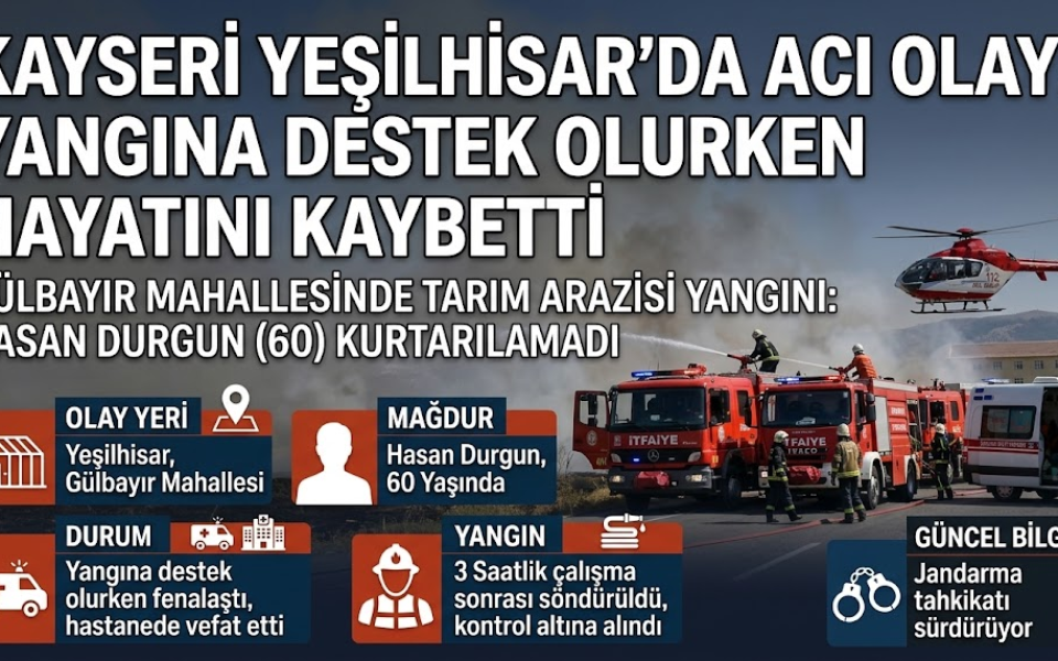 Kayseri Yeşilhisar'da Tarım Arazisi Yangını
