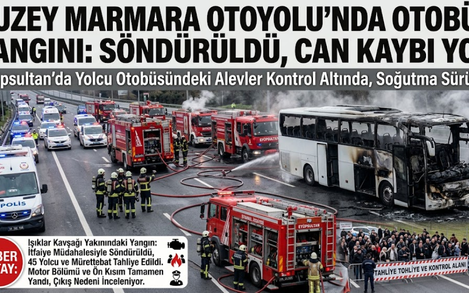 Kuzey Marmara Otoyolu'nda Yolcu Otobüsü Alevlere Teslim Oldu