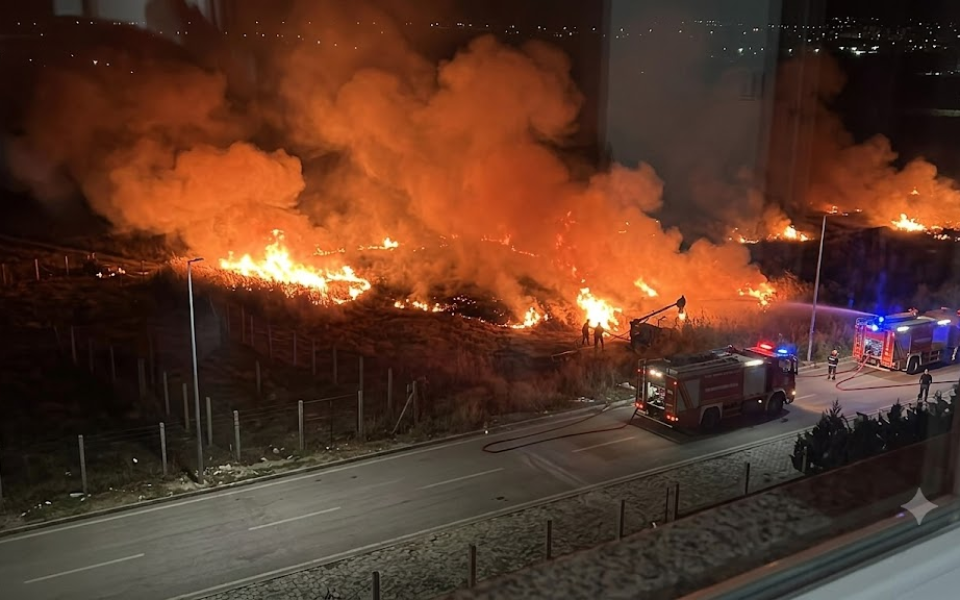 Mardin Nusaybin’de Mayınlı Alana Sıçrayan Anız Yangını