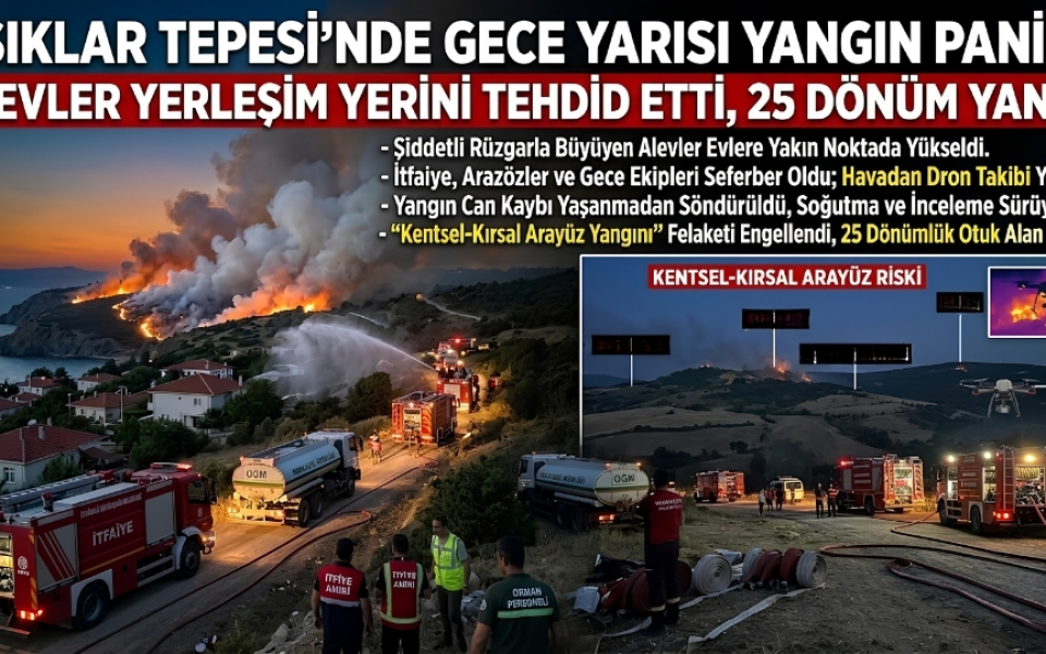 Marmaraereğlisi Aşıklar Tepesi’nde Gece Yarısı Yangın Paniği