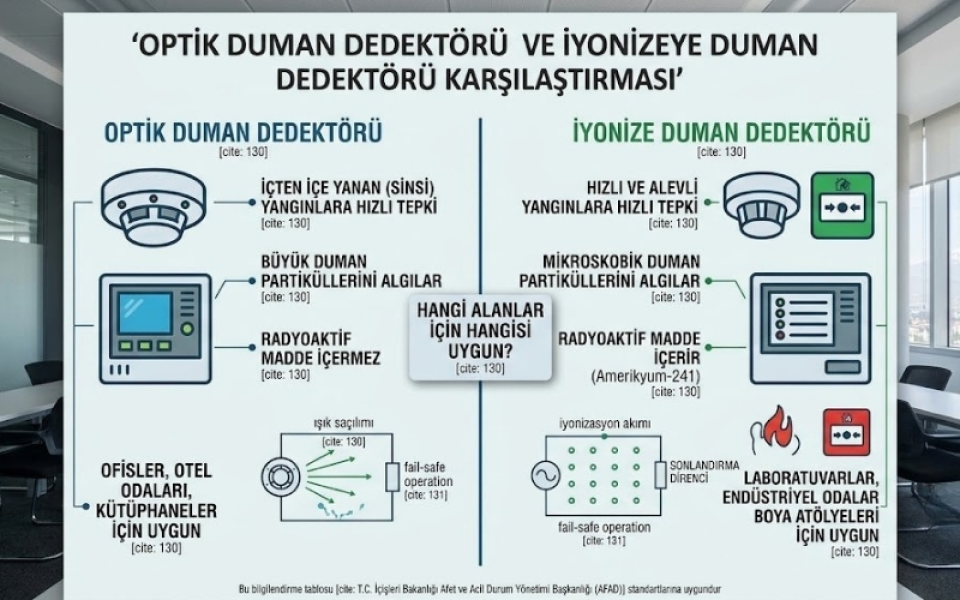 Optik Duman Dedektörü ve İyonize Duman Dedektörü Karşılaştırması