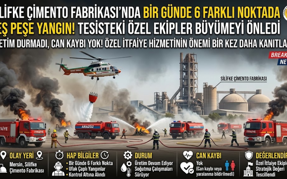 Silifke'deki Çimento Fabrikasında Peş Peşe Yangınlar