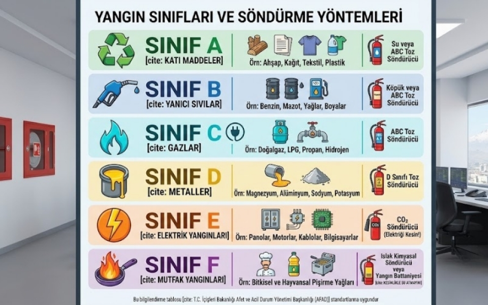 Yangın Sınıfları Nelerdir? (A, B, C, D, E, F Sınıfı Yangınların Farkları)