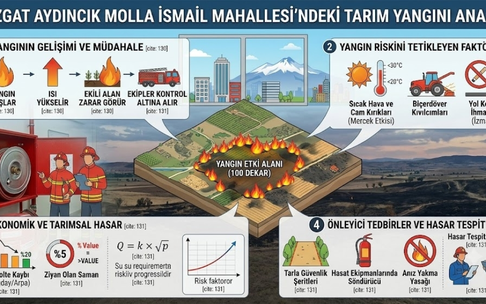 Yozgat Aydıncık Molla İsmail Mahallesi'nde Yangın Felaketi: 100 Dekar Ekili Alan Ziyan Oldu